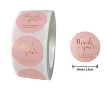 Load image into Gallery viewer, 2x500pcs Christmas Xmas Roll Pack Pink and Bronze Wedding Olive Branch Peace Thank You Gift Label Sticker tape
