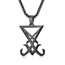 Lade das Bild in den Galerie-Viewer, Necklaces black stainless steel goth witch seal lucifer badge church of satan symbol pendant necklace
