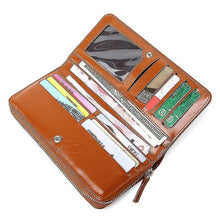 Load image into Gallery viewer, Wallets money clips oil wax leather wallet for women navy blue
