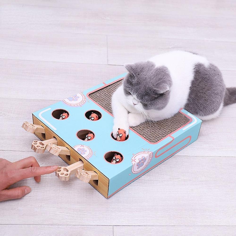 Cat Toys Funny Cat Toy Turntable Ball Cat Scratch Board Round Corrugated Paper Turntable Grinder Round Multi Holes Grind Claw Training