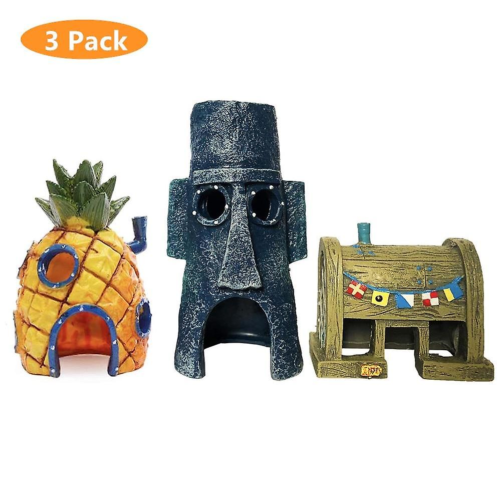 3 pcs fish tank decoration fish shrimp dodge burrow cute dolls ornament pineapple house home