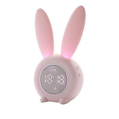 Night lights ambient lighting magnetic timed night light with sound sensor alarm clock cute rabbit shape usb charging pink