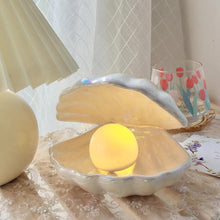 Load image into Gallery viewer, Night lights ambient lighting ceramic shell lamp bedroom bedside lamp white
