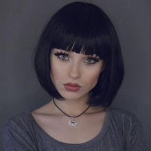 Load image into Gallery viewer, Wigs Women Black Bob Short Straight With Bangs Fringe Hair Wigs

