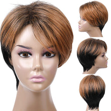 Load image into Gallery viewer, Wigs Women Short Straight Layered Wig Brown Black Synthetic Hair Wigs
