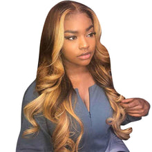 Load image into Gallery viewer, Wigs Women Long Ombre Gold Blonde Wavy Synthetic Hair Head Cover Wigs
