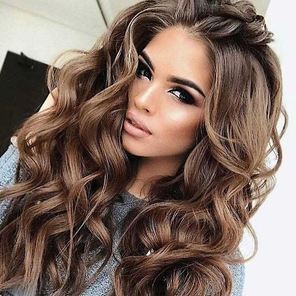 Wigs Women Natural Long Brown Wigs Wavy Synthetic Hair Wig Party