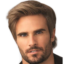 Load image into Gallery viewer, Wigs Men Natural Brown Short Straight Wigs Synthetic Full Hair Wig
