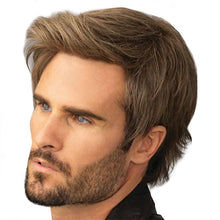 Load image into Gallery viewer, Wigs Men Natural Brown Short Straight Wigs Synthetic Full Hair Wig
