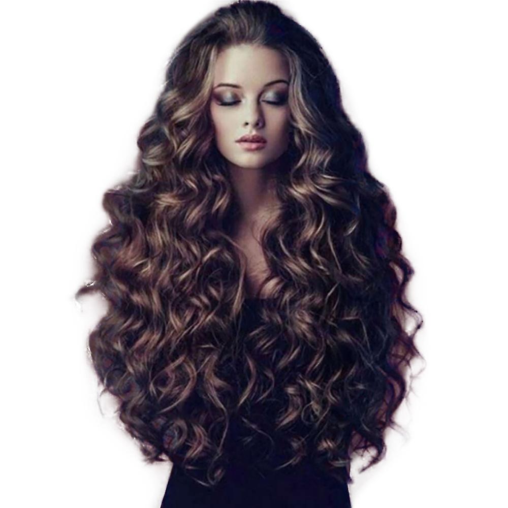 Wigs Women Long Curly Hair Wigs Brown Body Wave Synthetic Wig