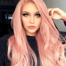 Lade das Bild in den Galerie-Viewer, Wigs Women Long Brown Wigs Party Wavy Hair Synthetic Fashion Wig Pink Long Curly Hair
