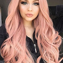 Lade das Bild in den Galerie-Viewer, Wigs Women Long Brown Wigs Party Wavy Hair Synthetic Fashion Wig Pink Long Curly Hair
