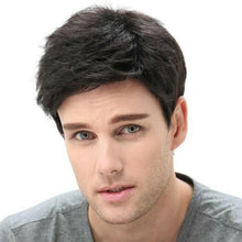 Load image into Gallery viewer, Wigs Men Natural Short Black Wavy Hair Layered Synthetic Full Wigs
