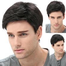 Load image into Gallery viewer, Wigs Men Natural Short Black Wavy Hair Layered Synthetic Full Wigs
