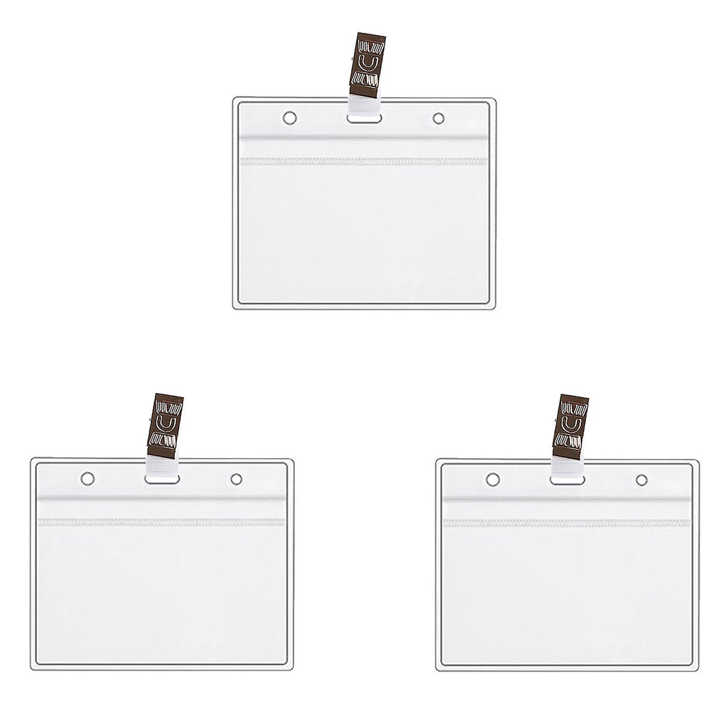 3 Business Card Cases Card Protector Immunization Record Cards Holder Clear Plastic Sleeve With Clip No2206