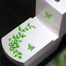Lade das Bild in den Galerie-Viewer, Home Decor Decals Flower Toilet Seat Wall Sticker Bathroom Decoration Decals Decor Butterfly Green No0928
