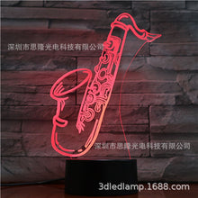 Load image into Gallery viewer, Saxophone 3D Small Night Lamp Smart Bluetooth Audio Alarm Clock USB Touch Remote Bedroom 3D Visual Table Lamp
