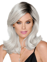 Load image into Gallery viewer, Women Wig Gradual Change from Black to Gray Curly Hair Mid-Length Hair Hood W100

