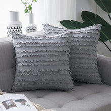 Load image into Gallery viewer, 2pcs Pillowcases 45 * 45cm Square Solid Color Cotton and Linen Cut Flower Tassel Sofa
