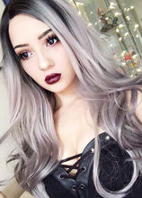 Lade das Bild in den Galerie-Viewer, Women Wig Mid-Length Long Curly Hair Big Wave Micro Roll Gradient Color Headgear W374
