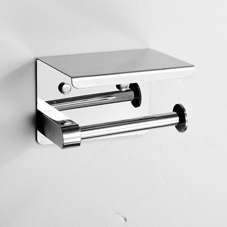 304 Stainless Steel Thickened Tissue Holder Handphone-Friendly Dual-Purpose Tissue Box Roll Stand