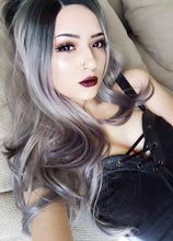 Lade das Bild in den Galerie-Viewer, Women Wig Mid-Length Long Curly Hair Big Wave Micro Roll Gradient Color Headgear W374
