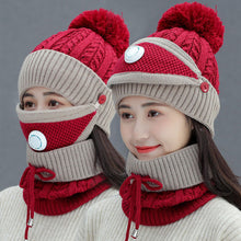 Load image into Gallery viewer, Warm Winter Knit Beanie Hats Breather Valve Mask Women's Fleece-Lined Thickened Earflaps Unisex
