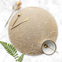 Load image into Gallery viewer, 2PCs Christmas Tablecloths Thick round Gold Silver Woven Non-Slip Heat Insulation
