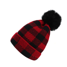 Load image into Gallery viewer, Warm Winter Knit Beanie Hats Products in Stock  Fur Ball Parent-Child European and American Red and Black Unisex
