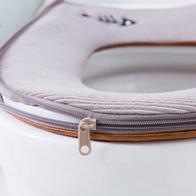 Load image into Gallery viewer, 3pcs Toilet Seat Cover Pads Fishbone Home   Waterproof O-Type Leather  Zipper Happy Day Circle Closestool Cushion
