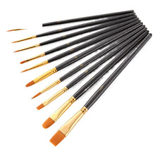 Load image into Gallery viewer, 10 PCs Black Stick Multifunctional Nylon Hair Watercolor Brushes
