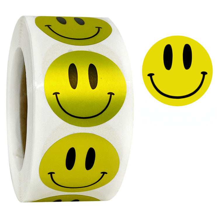 2x500pcs Xmas Christmas  Stickers Roll Label 25mm Package Korean Style Yellow Blue Purple Green White Smile Smiling Face