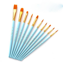 Load image into Gallery viewer, 10 Nylon Brushes Pink Rod Nylon Hair  Brush Oil Painting Brush Set
