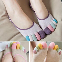 Lade das Bild in den Galerie-Viewer, 2 pair Cute Harajuku Colorful Toes Socks Low Cut Ankle Sock
