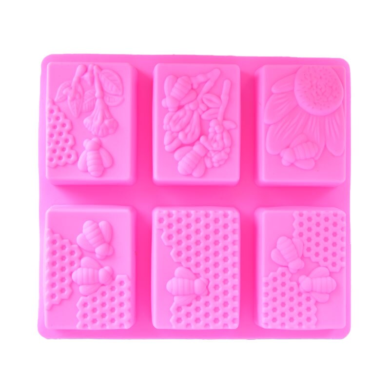 1pc 6 Forms 3D Honey Bee Silicone Molds for Home Homemade Soap Aromatherapy Candle Cake Decoration