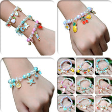 Load image into Gallery viewer, 2Pc Rainbow Beaded Children&#39;s Bracelet Cute Dripping Oil Alloy Christmas Children&#39;s Day Gifts for Girls
