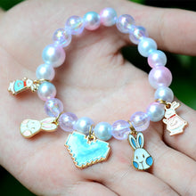 Load image into Gallery viewer, 2Pc Rainbow Beaded Children&#39;s Bracelet Cute Dripping Oil Alloy Christmas Children&#39;s Day Gifts for Girls
