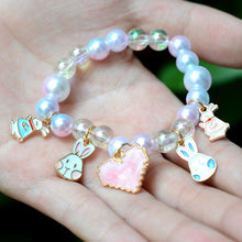 Load image into Gallery viewer, 2Pc Rainbow Beaded Children&#39;s Bracelet Cute Dripping Oil Alloy Christmas Children&#39;s Day Gifts for Girls
