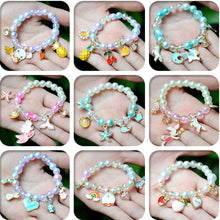 Load image into Gallery viewer, 2Pc Rainbow Beaded Children&#39;s Bracelet Cute Dripping Oil Alloy Christmas Children&#39;s Day Gifts for Girls
