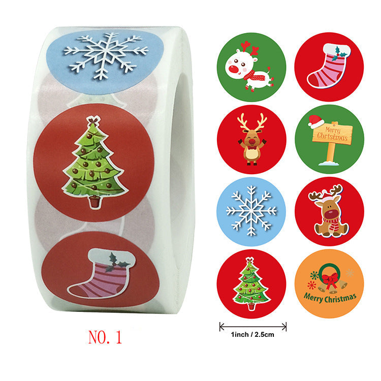 25MM Merry Xmas Christmas Stickers Roll Labels