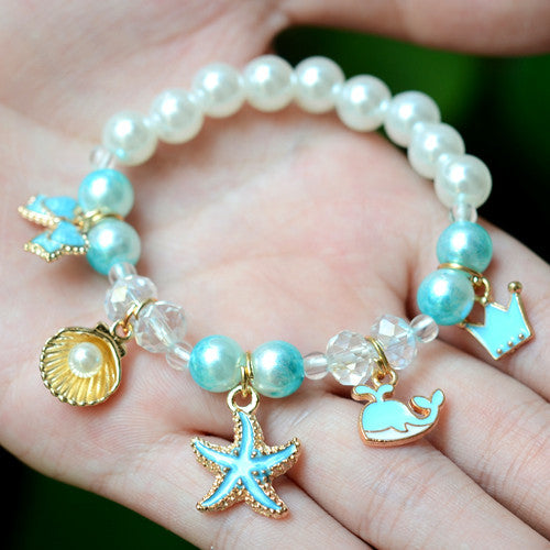 2Pc Rainbow Beaded Children's Bracelet Cute Dripping Oil Alloy Christmas Children's Day Gifts for Girls