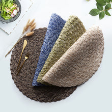 Load image into Gallery viewer, 2PCs Nordic Pure Color Cotton Yarn Interwoven 4 Colors round Table Mat
