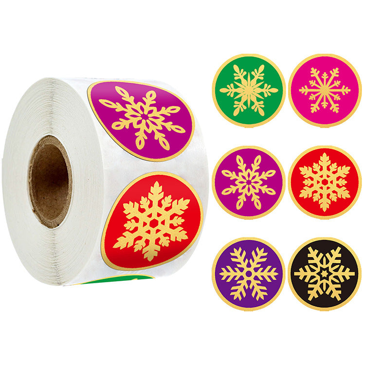 2x500pcs Christmas Xmas Merry Christmas Red Bronzing Snowflake Christmas Stickers tape