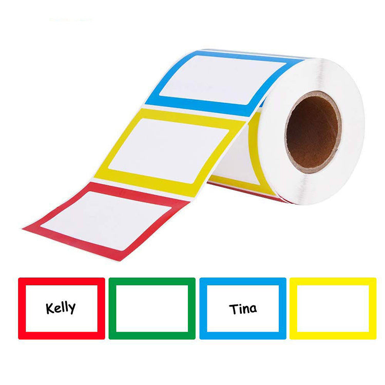 3x300pcs Xmas Christmas Stickers Roll Labels Four-Color Frame Cartoon Name Tape Clothes