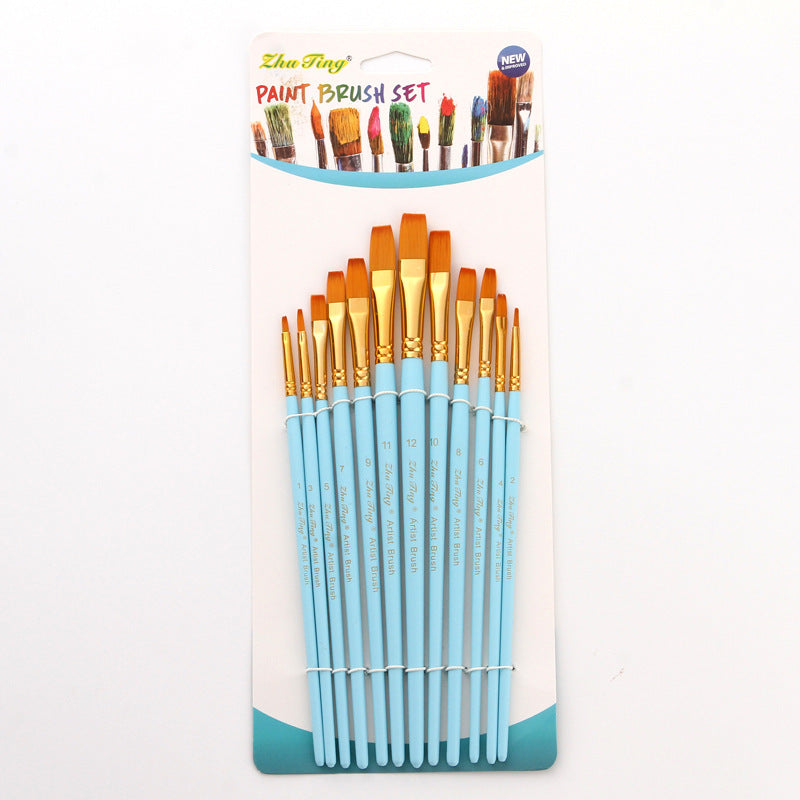 12 Pieces Nylon Hair Brush Watercolor Acrylic Paint Brush Art Painting