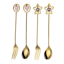 Lade das Bild in den Galerie-Viewer, 304 Stainless Steel Flatware Sets Heart-Shaped Coffee Stir Spoon Dessert Spork
