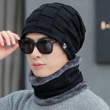 Lade das Bild in den Galerie-Viewer, Warm Winter Knit Beanie Hats Gloves Scarf Suit Men's Autumn and Winter Fleece-Lined Thickened Cold Protection Unisex
