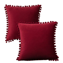 Lade das Bild in den Galerie-Viewer, Retro Red Christmas Home Sofa Decorative Velvet Ball Tassel Pillow Cover without core
