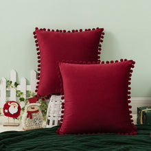Lade das Bild in den Galerie-Viewer, Retro Red Christmas Home Sofa Decorative Velvet Ball Tassel Pillow Cover without core
