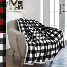 Lade das Bild in den Galerie-Viewer, Blanket Red and Black Plaid Flannel Woolen Blanket Christmas
